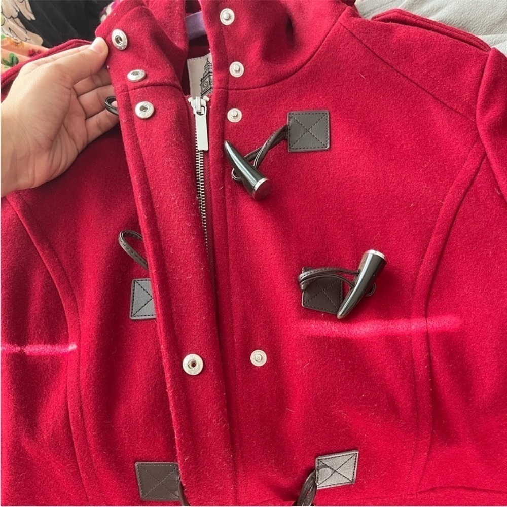 london Fog Women’s Wool, red peacoat with hood Size SP - Picture 2 of 9